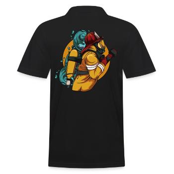 Feuerwehr - Männer Poloshirt - Schwarz - Hinten - Kai (181cm)