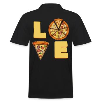 Pizza Love - Männer Poloshirt - Schwarz - Hinten - Kai (181cm)