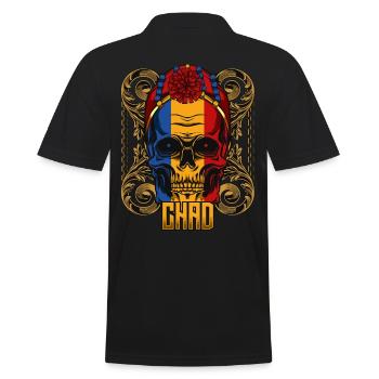 Tschadisch Totenkopf Republik Tschad Geschenkidee - Männer Poloshirt - Schwarz - Hinten - Kai (181cm)
