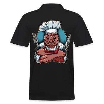 Chef porc porc sanglier cuisine cuisine cuisine animaux sauvages - Polo Homme - noir - Dos - Kai (181cm)