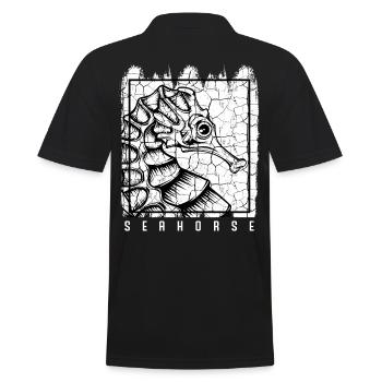 Seepferdchen - Männer Poloshirt - Schwarz - Hinten - Kai (181cm)