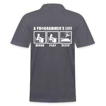Das Leben eines Programmierers Spruch Geschenkidee - Männer Poloshirt - Anthrazit - Hinten - Nico (186cm)
