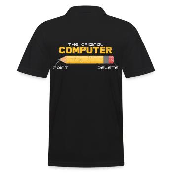 Cool Retro Computer Lustige Sprüche Geschenkidee - Männer Poloshirt - Schwarz - Hinten - Kai (181cm)