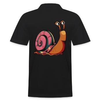 Comic Schnecke - Männer Poloshirt - Schwarz - Hinten - Kai (181cm)