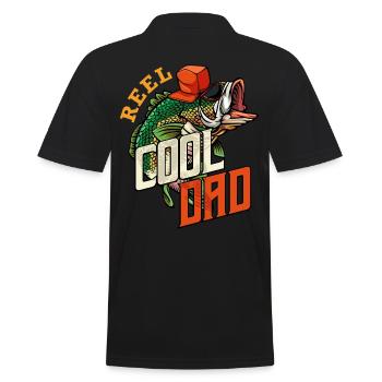 Reel Cool Dad | Angler Vater Wortspiel Geschenk - Männer Poloshirt - Schwarz - Hinten - Kai (181cm)