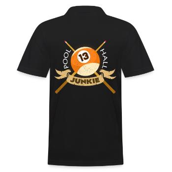 Pool Hall Junkie Funny Sayings Billiard Gift - Men's Polo Shirt - black - Back - Kai (181cm)