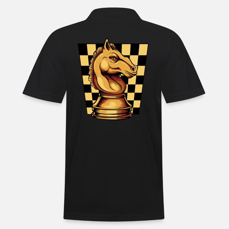 Schach Springer Schachbrett Schachfigur - Männer Poloshirt - Schwarz