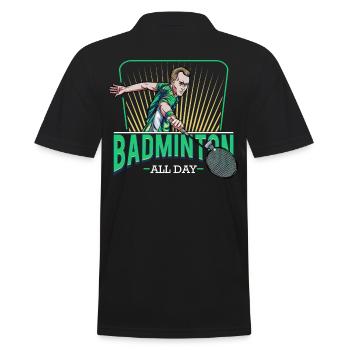 Badminton - Men's Polo Shirt - black - Back - Kai (181cm)