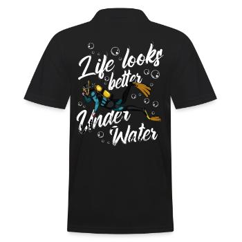 Cool Diver Saying Diving Statement Gift Idea - Men's Polo Shirt - black - Back - Kai (181cm)
