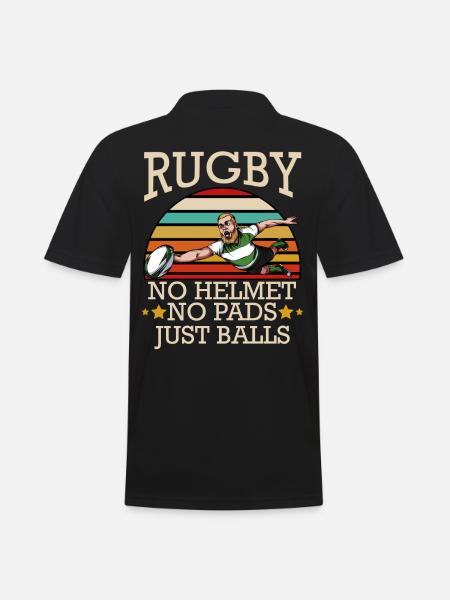 Rugby No Helmet No Pads Just Balls Cool Geschenk - Männer Poloshirt - Schwarz