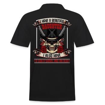 Stolzer Vater und Tochter Lustige Sprüche Geschenk - Männer Poloshirt - Schwarz - Hinten - Kai (181cm)
