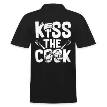 Baiser cuisine typographie Drôles Proverbes cadeau - Polo Homme - noir - Dos - Kai (181cm)