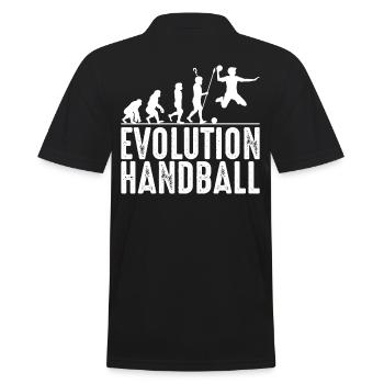 Handball Evolution Handballer Silhouette Geschenk - Männer Poloshirt - Schwarz - Hinten - Kai (181cm)