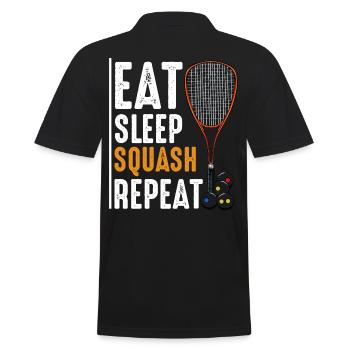Eat Sleep Squash Repeat Funny sayings gift - Men's Polo Shirt - black - Back - Kai (181cm)