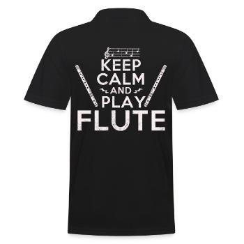 Keep Calm Flute Player Flutist Flute Gift Idea - Men's Polo Shirt - black - Back - Kai (181cm)