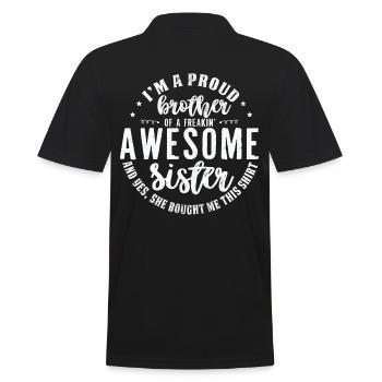 Bruder und Schwester Lustige Sprüche Cool Geschenk - Männer Poloshirt - Schwarz - Hinten - Kai (181cm)