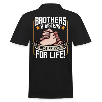 Bruder Und Schwester Beste Freunde Spruch Geschenk - Männer Poloshirt - Schwarz - Hinten - Kai (181cm)