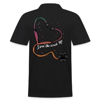 Cool Heart Stethoscope Nurse Gift - Men's Polo Shirt - black - Back - Kai (181cm)