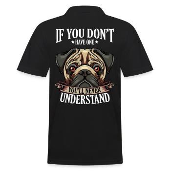 Mops - Männer Poloshirt - Schwarz - Hinten - Kai (181cm)