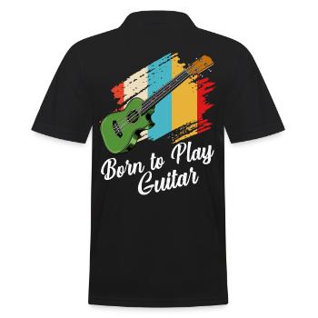Born To Play Guitar Spruch Gitarrist Geschenk - Männer Poloshirt - Schwarz - Hinten - Kai (181cm)