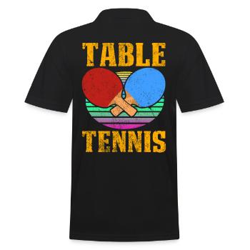 Vintage Retro Style Table Tennis Gift Idea - Men's Polo Shirt - black - Back - Kai (181cm)