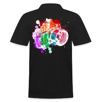 photographer - Men's Polo Shirt - black - Back - Kai (181cm)