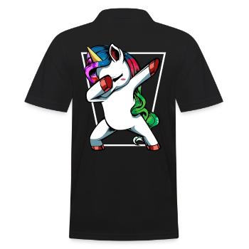 Dabbing Dab Unicorn Cute Mythical Creature Gift - Men's Polo Shirt - black - Back - Kai (181cm)