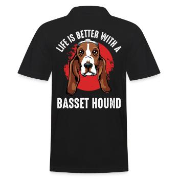 Basset Hound - Men's Polo Shirt - black - Back - Kai (181cm)