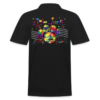 Polygon Geometrie Drums Cool Drummer Cadeau - Polo Homme - noir - Dos - Kai (181cm)