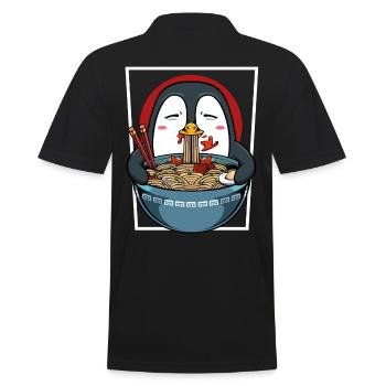 Niedlicher Kawaii Ramen Pinguin Geschenkidee - Männer Poloshirt - Schwarz - Hinten - Kai (181cm)