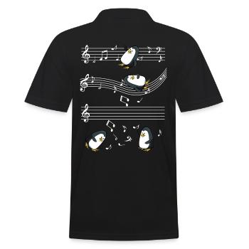 Music Penguins Music Notes Cute Penguin Gift - Men's Polo Shirt - black - Back - Kai (181cm)