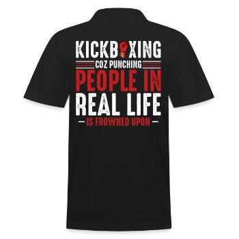 Kickboxing - Männer Poloshirt - Schwarz - Hinten - Kai (181cm)