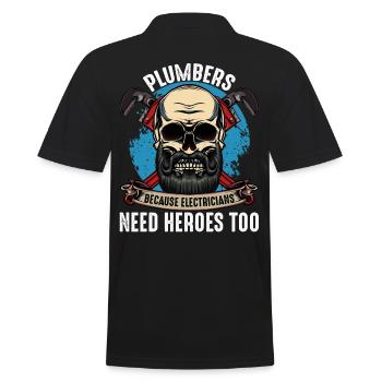 plumber - Men's Polo Shirt - black - Back - Kai (181cm)