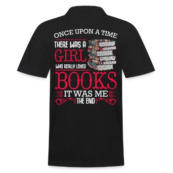 Bücher Lesen - Männer Poloshirt - Schwarz - Hinten - Kai (181cm)