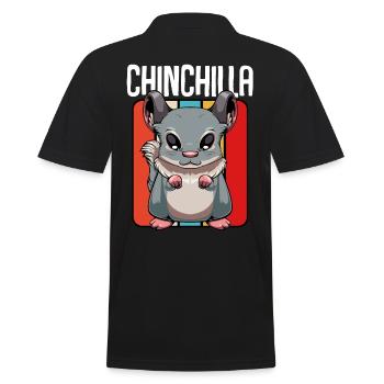 Chinchilla - Niedlich Retro Style Kawaii - Männer Poloshirt - Schwarz - Hinten - Kai (181cm)