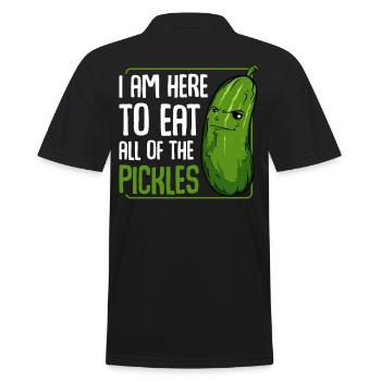 Pickle - I Am Here To Eat All Of The Pickles - Men's Polo Shirt - black - Back - Kai (181cm)