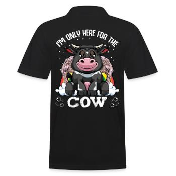 Kuh- I'm Only Here For The Cow - Kuh Retro Style - Männer Poloshirt - Schwarz - Hinten - Kai (181cm)