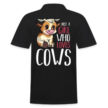 Kuh - Just A Girl Who Loves Cows - Lustige Sprüche - Männer Poloshirt - Schwarz - Hinten - Kai (181cm)