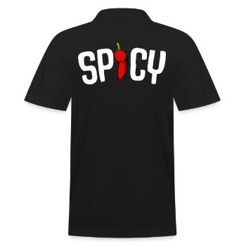 Spicy Chili Schriftzug Scharfe Chilischote - Männer Poloshirt - Schwarz - Hinten - Kai (181cm)
