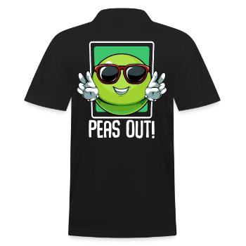 Erbsen - Peas Out! Cools Gemüse Wortspiel Spruch - Männer Poloshirt - Schwarz - Hinten - Kai (181cm)