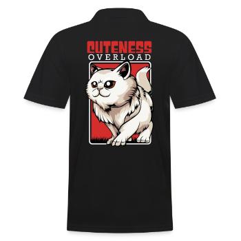 Niedliche Perserkatze - Cuteness Overload - Kawaii - Männer Poloshirt - Schwarz - Hinten - Kai (181cm)
