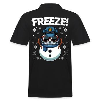 Freeze! Police Christmas Snowman - Men's Polo Shirt - black - Back - Kai (181cm)