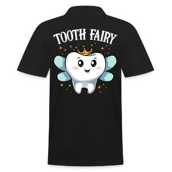 Cute Kawaii Tooth Fairy Milk Tooth - Men's Polo Shirt - black - Back - Kai (181cm)
