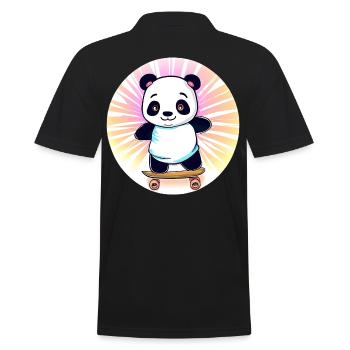 Skateboard panda in sunset - Men's Polo Shirt - black - Back - Kai (181cm)