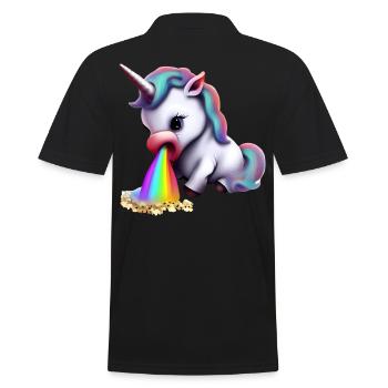 Rainbow sneezing unicorn allergy sufferer - Men's Polo Shirt - black - Back - Kai (181cm)