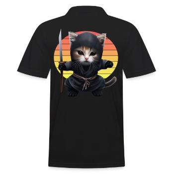 Ninja Cat Sunset - Men's Polo Shirt - black - Back - Kai (181cm)