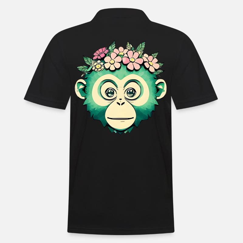 Ami singe fleuri - Polo Homme - noir