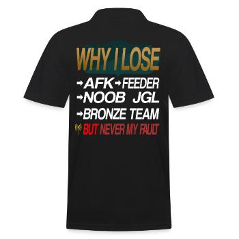 LOL WHY I LOSE - Männer Poloshirt - Schwarz - Hinten - Kai (181cm)