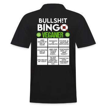 Bullshit Bingo Vegan Veganer Veganerin - Männer Poloshirt - Schwarz - Hinten - Kai (181cm)