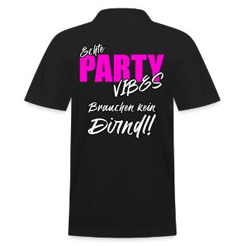 Echte Partyvibes brauchen kein Dirndl! - Männer Poloshirt - Schwarz - Hinten - Kai (181cm)